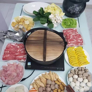 <span class=keywords><strong>Sukiyaki</strong></span> de hierro fundido con calentador de alcohol, base de madera, olla caliente de fideos japoneses con tapa de madera - Product Image 6