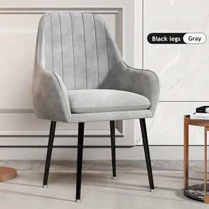 Nordic French Black Leg sedia in velluto grigio sala da pranzo sedia da ristorante moderna di lusso da pranzo