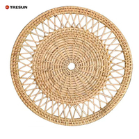 Sous-plat en osier naturel vert, motif floral, durable, idéal pour la décoration de mariage et la table à manger