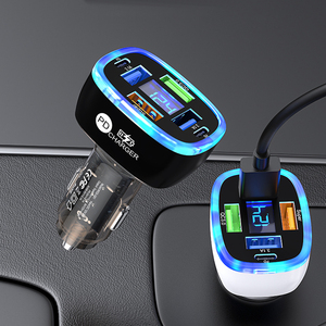 Nuevos productos 2024 adaptador de cargador de coche USB C multipuerto con pantalla de voltaje 6 en 1 carga súper rápida para iPhone 16 15 Samsung - Product Image 4