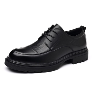 Spring Premium Men's Shoes <b>Top</b>-Grain Leather Business Loafers Commuter Shoes Genuine Leather Thick-Soled Casual Lace-Up Loafers - Product Image 1