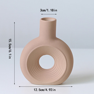 Vase en céramique à texture premium, finition mate Morandi, très vendu, pour la décoration de la maison, de la table et du bureau - Product Image 4