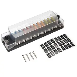 Automotive 12 Circuit Fuse Block Negative Bus 12-Way Fuse Box with Ground