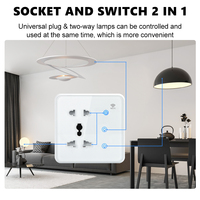 2023 Tuya Wifi prise murale intelligente 2Gang interrupteur lumière tactile US EU UK Plug