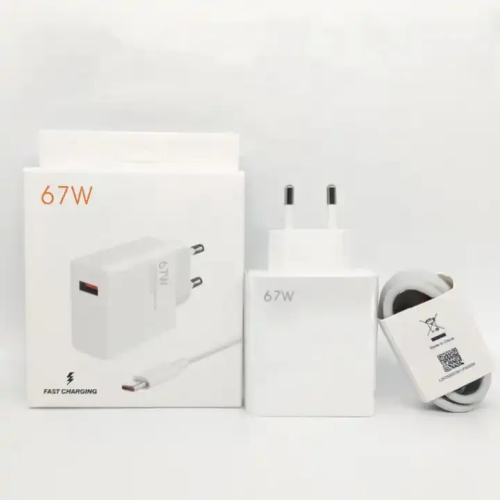 Zooming pengisi daya Cepat asli 67W UK EU, pengisi daya Super cepat dengan kabel Tipe C untuk pengisi daya Redmi Xiaomi