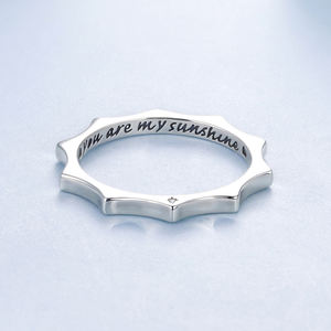 Anillo de Plata de Ley 925 con Sol Curvo Grabado 'You Are My Sunshine', Anillo Original <span class=keywords><strong>para</strong></span> <span class=keywords><strong>Mujer</strong></span>, Regalo Sencillo y Elegante BSR716 - Product Image 3