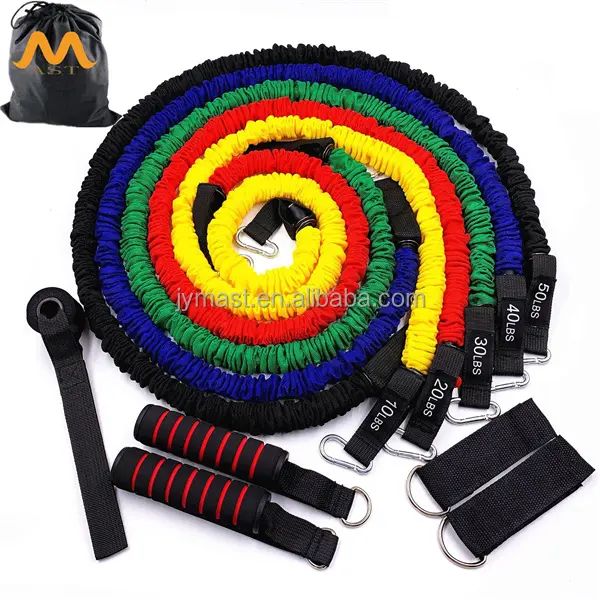 Most competitive price 11 piece GYM resistance band set fitness elastic band