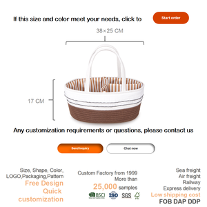 Cesta de Almacenamiento de Pañales de Encaje de Moda, Cuerda de Algodón Ecológica con Divisores y Asa para Organización de Cuarto de Bebé, Venta al por Mayor, OEM Personalizado - Product Image 3