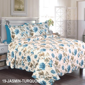 Bán Nóng Sky <span class=keywords><strong>Blue</strong></span> Màu Sắc Thiết Kế Hoa 6 Cái Sợi Nhỏ <span class=keywords><strong>Comforter</strong></span> <span class=keywords><strong>Set</strong></span> Với 4 Pillowcase 1 Tấm Ga Trải Giường - Product Image 3