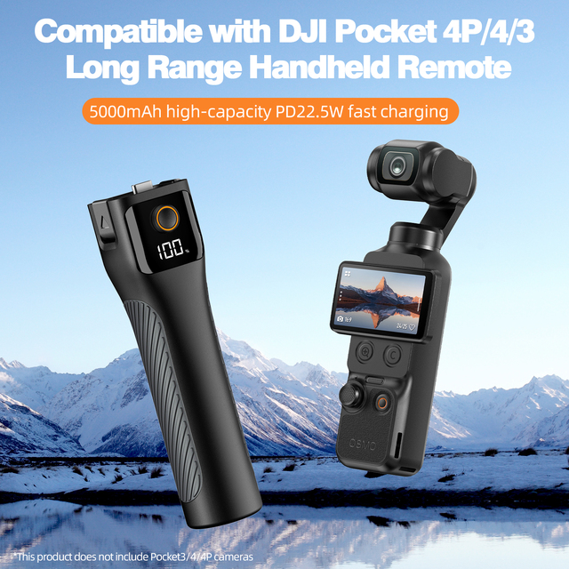 Factory in Stock for DJI Pocket 4P/4/3 Extended Battery Grip with 5000mAh & PD22.5W Fast Charge-Motion Camera Accessories