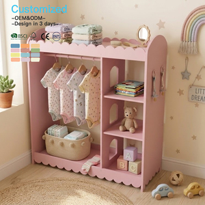 EDULAND OEM ODM Wooden Toddler Wardrobe Montessori Rack Clothing Wardrobe Dress up Storage Display Nursery Rack <strong>for</strong> <strong>Child</strong> - Product Image 2