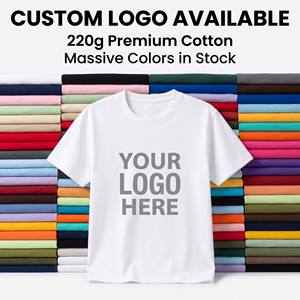 Wholesale 220g Cotton Man <strong>Tshirt</strong> Custom Logo Print Heavyweight Oversized Men Summer Short Sleeve Breathable Soft DTF Print - Product Image 2