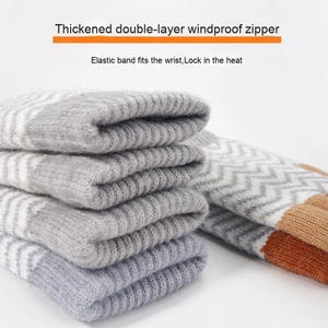 Clearance Sale Women's Thickened Double Layer Warm Solid Color Short Style Knitted <b>Gloves</b> Fleece Lining <b>Touchscreen</b> Daily Skiing - Product Image 4