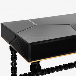 Juego de Escritorio y Silla de Madera Maciza de Lujo Portugués, Escritorio de Estilo Americano Vintage Negro, Muebles Personalizados para Sala de Estudio - Product Image 6