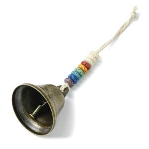 Campanas de Metal con piedras de cuentas hechas a mano, campanas de vaca colgantes de Navidad con cuerda, campanas de bruja Vintage, adornos de Navidad - Product Image 3