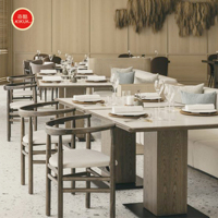Ensemble de table et de chaises rectangulaires en bois foncé de style moderne et haut de gamme pour restaurant, chaises de café, mobilier de café