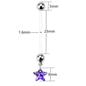Confortable Dangle Coeur Étoile CZ Gemmes Ventre Anneau Long Clair UV Barbell <span class=keywords><strong>Nombril</strong></span> <span class=keywords><strong>Piercing</strong></span> Bijoux <span class=keywords><strong>pour</strong></span> Femmes Enceintes - Product Image 2