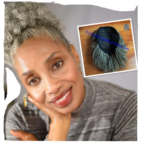 Sal y pimienta pelo gris plata pelo natural puff pan negro de las mujeres clip en cordón Grey de cola de caballo de pelo humano 120g - Product Image 3