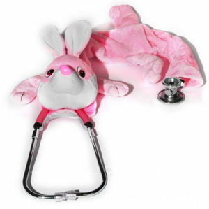 Оптовая продажа, мягкая плюшевая игрушка-стетоскоп с розовым Кроликом, новый милый чехол для животных с хлопковой начинкой, популярная мягкая игрушка - Product Image 1