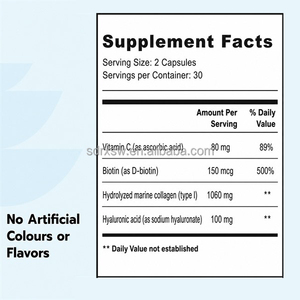 Cápsulas Blanqueadoras de Piel <span class=keywords><strong>con</strong></span> L-Glutatión y Colágeno Marino, <span class=keywords><strong>con</strong></span> Vitamina C, Queratina, Saw Palmetto y Ácido Hialurónico - Product Image 3