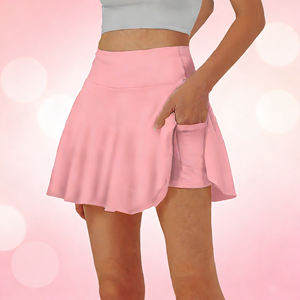 Offre spéciale sur Temu : Ensemble de 4 jupes-short fluides pour femmes, taille haute, plissées, avec poches, pour le sport, le tennis, le golf et la course à pied - Product Image 1