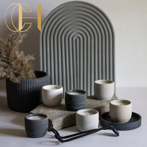 C & H Bougeoir avancé en ciment au design unique Décoration intérieure Pot <span class=keywords><strong>de</strong></span> bougie en céramique - Product Image 1