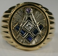 Bagues maçonniques de haute joaillerie plaquées, design personnalisé, pierres en zircon cubique de qualité supérieure