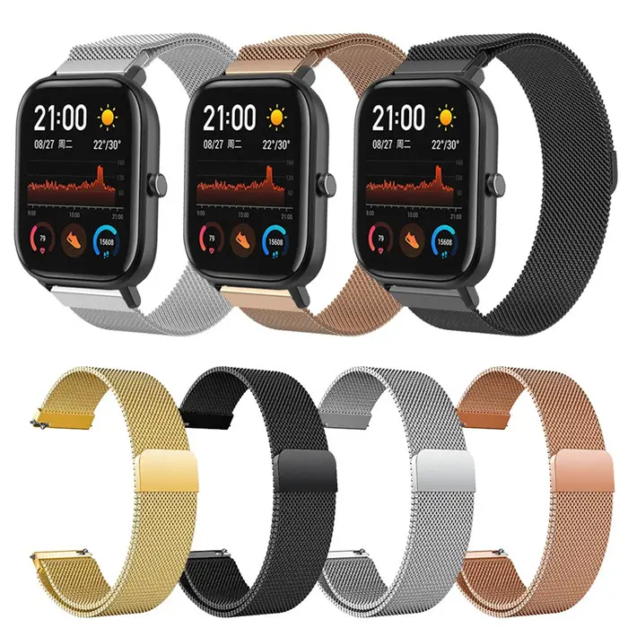 Magnet Metal Bracelet Stainless Steel Band Strap For Xiaomi Huami Amazfit GTR Smart Watch For Amazfit GTS Replacement Strap