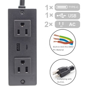 ETL Aprobado EE. UU. Muebles <span class=keywords><strong>de</strong></span> mesa Empotrable Montado Enchufes Tira 2 Sofás Enchufes con puertos USB - Product Image 4