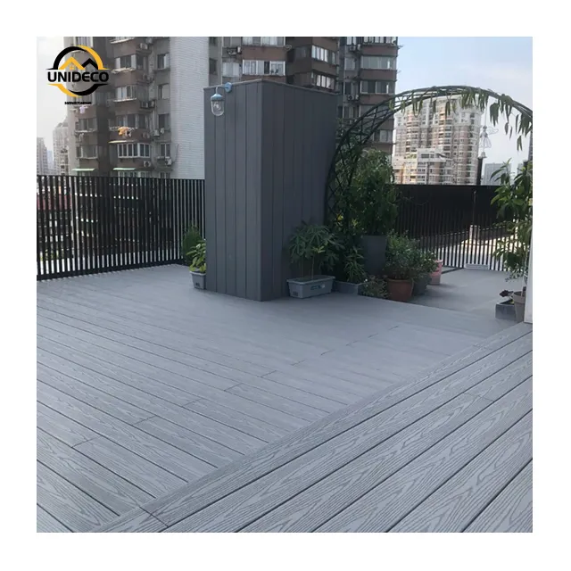 Revêtement de sol extérieur bois matière plastique pierre panneau composite platelage bois terrasse patio UV