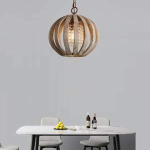 Lampadario antico retrò fattoria appeso plafoniera ruggine <span class=keywords><strong>legno</strong></span> luce pendente per sala da pranzo - Product Image 6