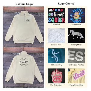 Toalla personalizada bordado Logo algodón polar pulóver sudadera de gran tamaño de manga larga mujeres media cremallera sudadera - Product Image 2