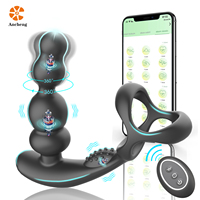 Vibromasseur anal télécommandé avec application originale, avec anneau pénien, 9 vibrations, 3 modes de rotation, masseur de prostate, godemichet anal pour hommes