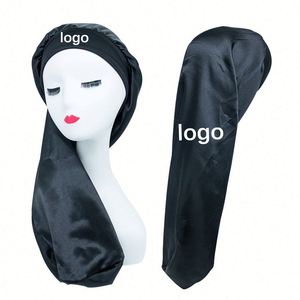 Bonnet de nuit en satin extra-élastique pour femmes aux cheveux bouclés, bonnet long personnalisé avec bouton-pression pour adultes, idéal pour les fêtes et les voyages - Product Image 1