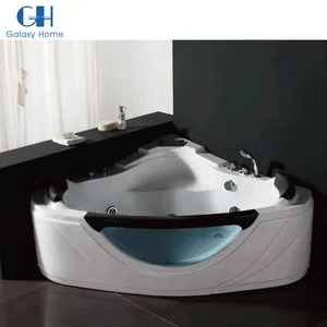 Galaxyhome Modern White Free Standing Acrylic Spa Bathtub Massage Bath Tub With Glass Panel Pillow