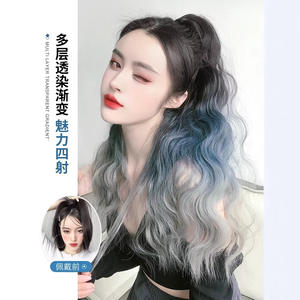 วิกผมหางม้ายาวสำหรับผู้หญิงแบบคลิปหนีบ ลอนไล่ระดับสี ลวดทนความร้อนสูง สีดำ รุ่น PY40 68 - Product Image 4