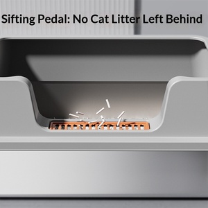 Bac à litière pour chat manuel de luxe extra large carré en acier inoxydable et plastique avec couvercle facile à nettoyer, capacité de 20 L pour les gros chats - Product Image 3