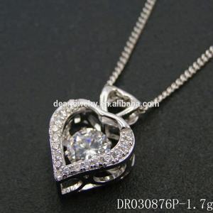 Hot Sale Dancing Diamond CZ Single <b>Heart</b> <b>Shape</b> Pendant Cubic Zirconia Pendant Silver 925 Pendant - Product Image 3