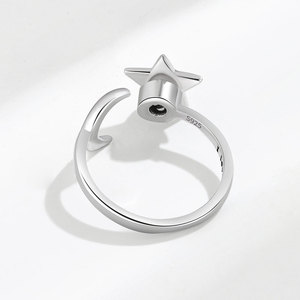 Anillos abiertos simples con forma de estrella y luna, Spinner de cobre, anillo I Love You, joyería minimalista, regalos románticos para novia - Product Image 4