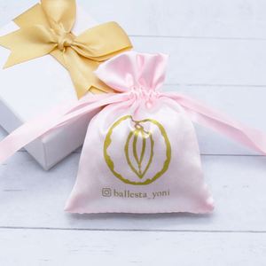 Custom Satin <b>Drawstring</b> Jewelry Dust Bag with logo pink Satin Gift <b>Pouches</b> - Product Image 6
