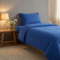 Ensemble de draps en tissu mousseline pour lit simple, housse de couette bleu vif, ensemble de couvre-lit en gaze avec taies d'oreiller 40*60 60*60 cm