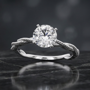 <b>Vintage</b> Round Lab Grown Diamond Twist Solitaire Engagement & Wedding <b>Ring</b> 10K 14K 18K <b>Gold</b> 925 935 Silver Fine Jewelry - Product Image 1
