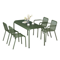 Ensemble de table et chaises de jardin en métal pour extérieur, idéal pour villa, cour, patio, restaurant, café, salon de thé