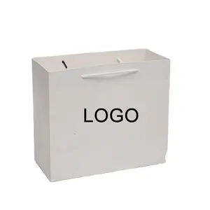 Fashion White Card Women Shopping Bag 10Pcs Free Custom Logo Storage Shopping Paper Bags