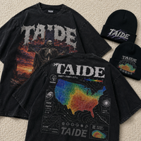 Camiseta Gótica Vintage con Cruz, Certificada por BSCI, Marca TaiDe, con Agujeros Desgastados, Estampado Frontal y Trasero, Fabricación Personalizada ODM, Alta Calidad