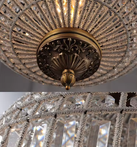 Nouveau design de lampes suspendues à haut plafond, grand lustre décoratif de luxe en bronze avec perles de cristal LED - Product Image 5