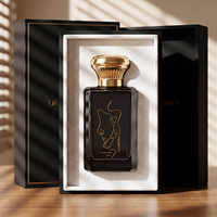 Flacon de parfum en verre carré personnalisé avec logo, 30 ml, 50 ml, 100 ml, flacon de parfum de luxe noir, flacon de parfum à sertir de 15 mm avec boîte