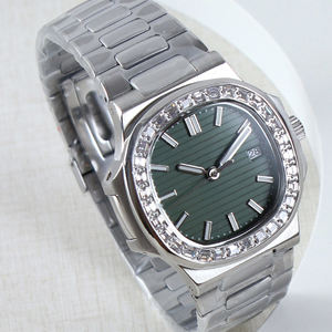 Montre personnalisée avec logo, mouvement automatique NH35, montres mécaniques pour hommes, bracelet de luxe, cadran serti de diamants, étanche - Product Image 4