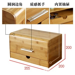 Bamboo <b>Storage</b> <b>Box</b> With Lid And <b>Drawer</b> For Kitchen Bread And Coffee Pods Organizer Rectangle Natural Wood Color - Product Image 5
