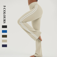 Cross Border Nude Feeling Yoga Bell Bottom Pants Contrasting Stripes Hip Lifting Fitness Dance Pants
